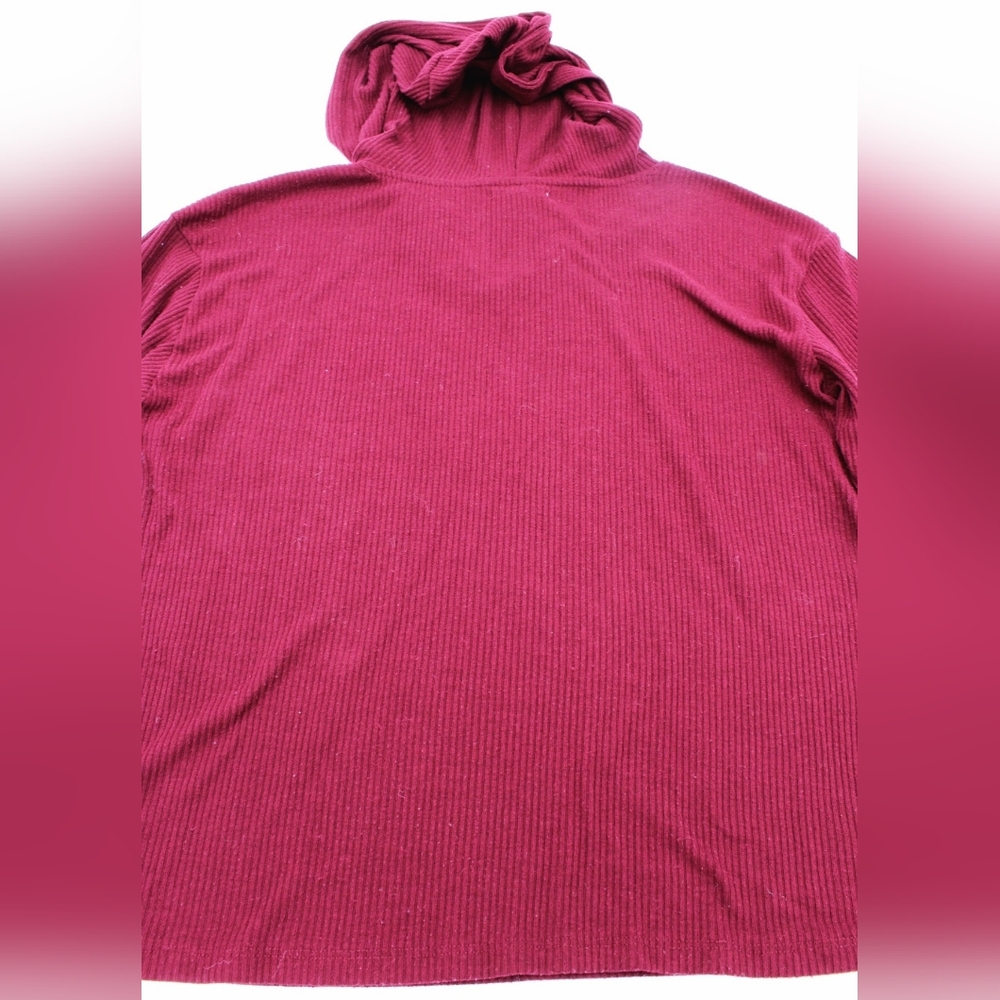 Maurices XS Burgundy Ribbed Hooded Long Sleeve Top - Picture 5 of 6